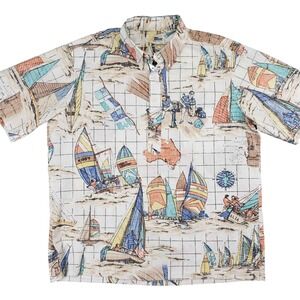 Reyn Spooner Hawaiian Traditonals Men's Short‎ Sleeve Sailboat Map Print Shirt